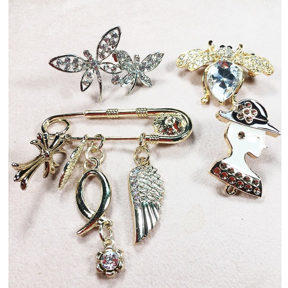 Black Gold Crystal Pin Bomber Varsity Jacket Coat - Picture 6 of 8